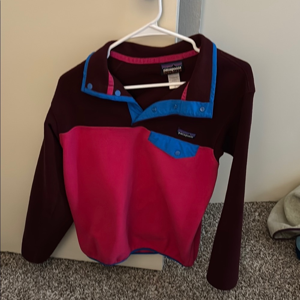 Patagonia Burgundy and Pink Fleece Pullover